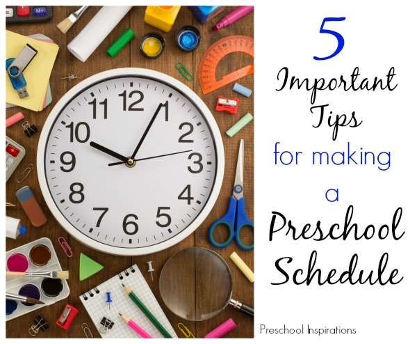 How to make a great preschool schedule. These are 5 of the important factors in planning a day with preschoolers or young children.