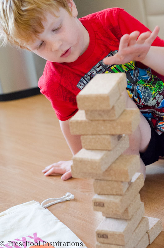 Block play is a great STEAM activity. We used these quiet blocks made by KORXX that are lightweight and soft.