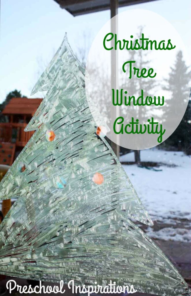 Christmas Tree Window Activity for Children by Preschool Inspirations