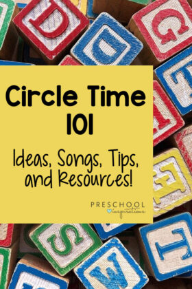 Preschool circle time tips and tricks from a veteran teacher! Find circle time ideas, activities, songs, and more to make your circle time a success! #preschool #prek #kindergarten #circletime #circletimesongs