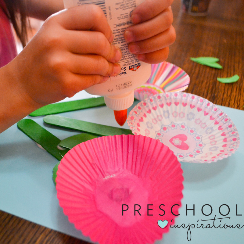 Let kids make colorful cupcake liner flowers this spring