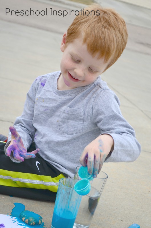 Drip Painting with plastic Easter eggs