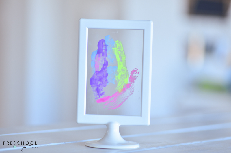 Handprint art for mom in IKEA frame