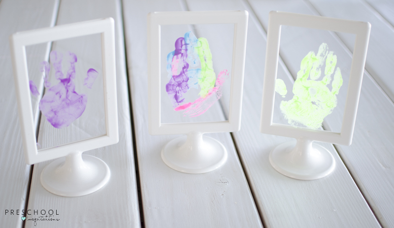 Three handprint frame art prints