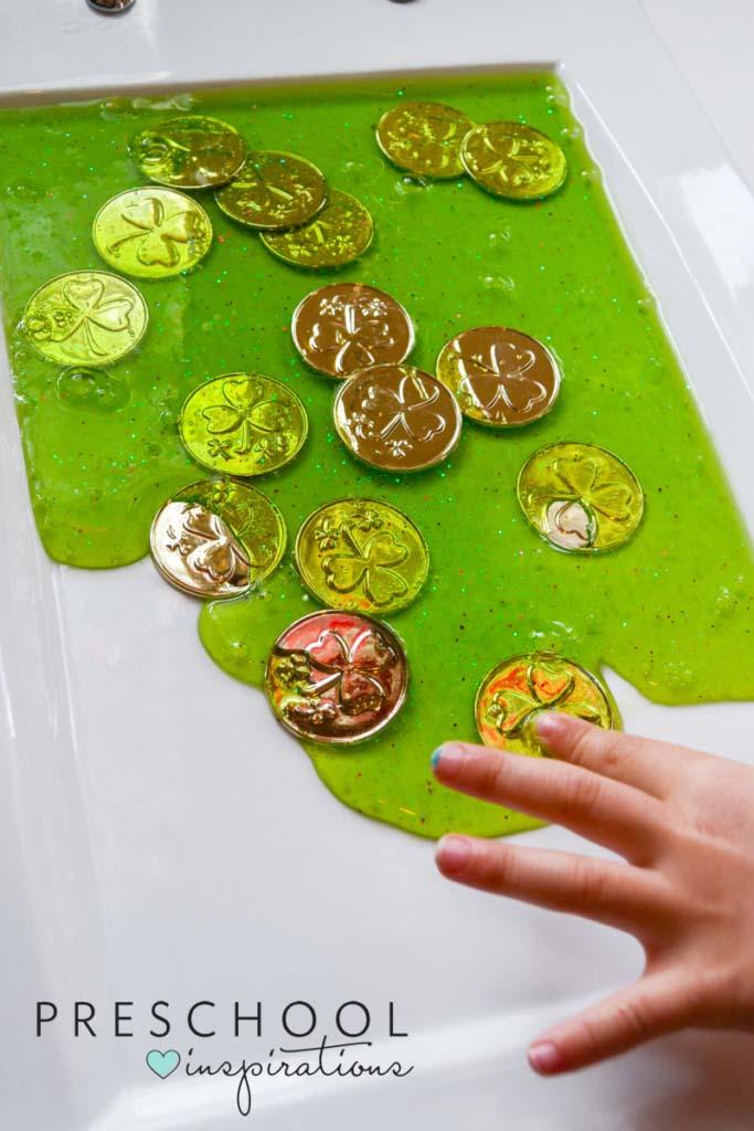 Need a great sensory activity for St. Patrick's Day? This leprechaun slime recipe is sure to be a hit!