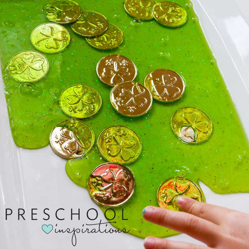 Need a great sensory activity for St. Patrick's Day? This leprechaun slime recipe is sure to be a hit!