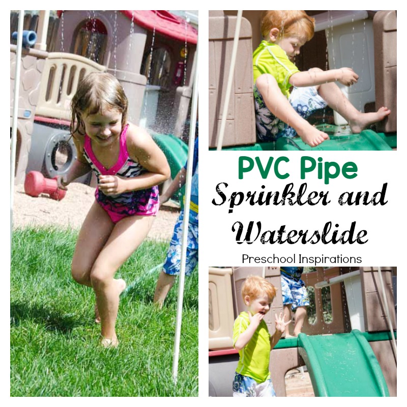 Make a DIY PVC pipe sprinkler and waterslide for lots of outdoor fun!