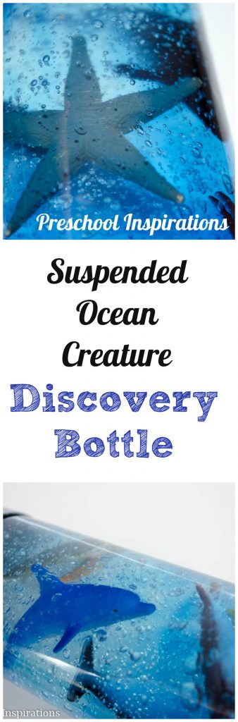 Make an ocean creature discovery bottle where the creatures stay in place | Preschool Inspirations