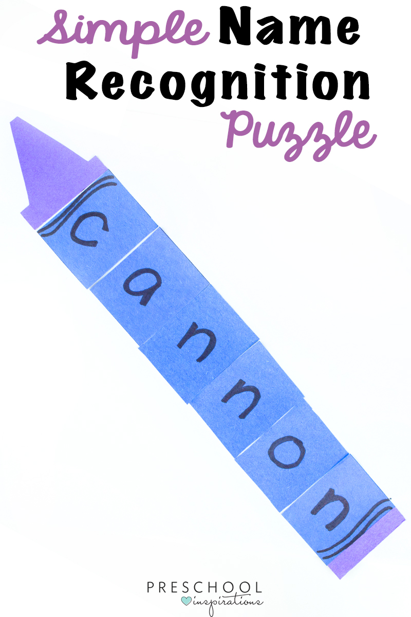 Simple Name Craft Puzzle by Preschool Inspirations #preschool #prek #kindergarten #namerecognition #allaboutmetheme #namepractice #nameactivities 