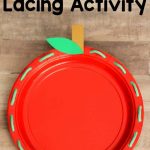 Paper Plate Apple Lacing Activity - works on fine motor skills in a fun and easy way