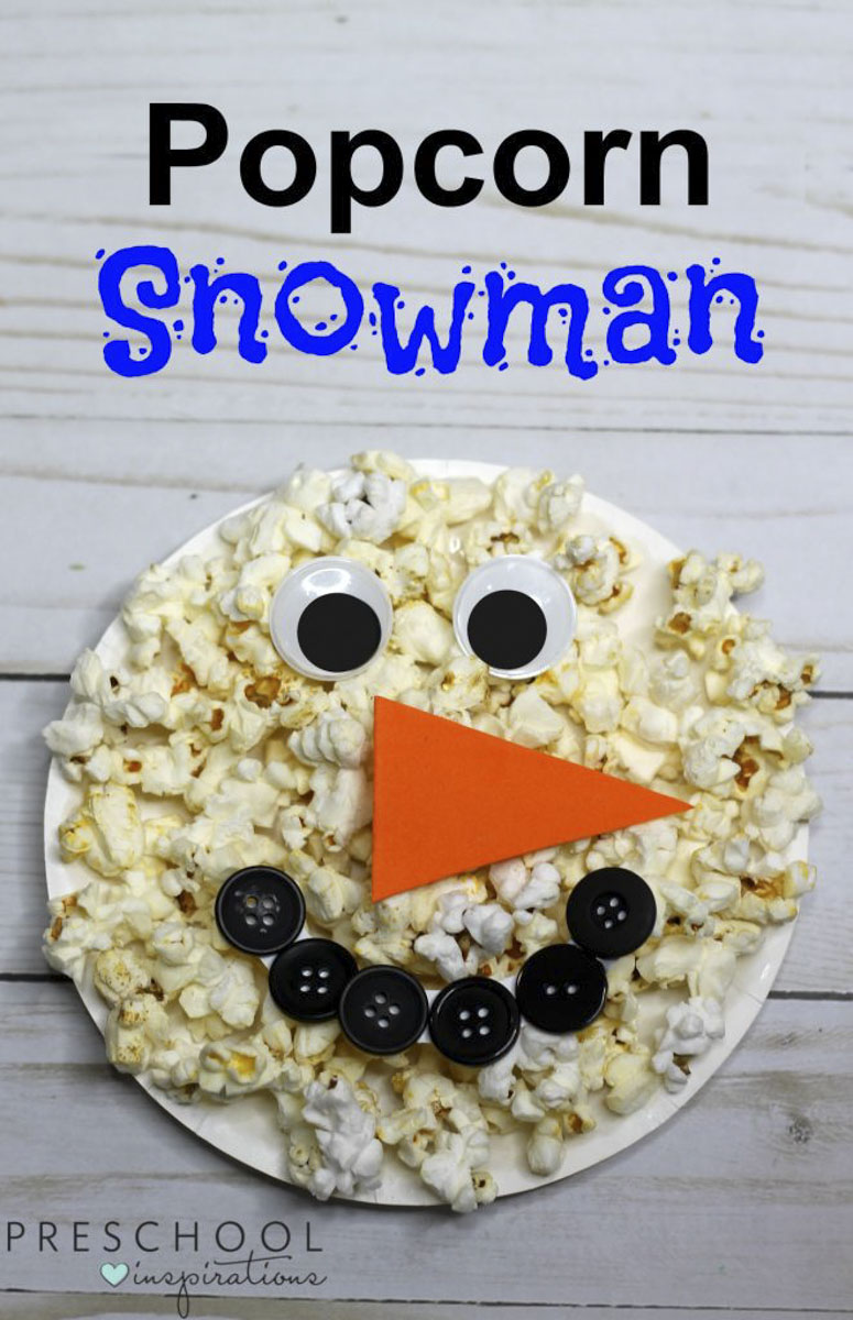 Make a Paper Plate Snowman with Popcorn