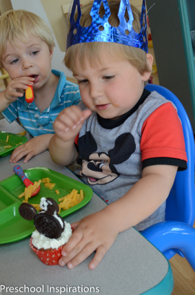 Celebrating birthdays in the preschool classroom.