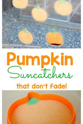 These pumpkin suncatchers are a perfect fall activity for children.