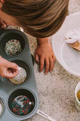 Sensory play with Muffin Tin