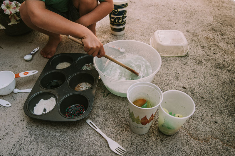 Mixing together the magic muffin tin