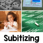 pinnable collage of four different subitizing activities and the text 'subitizing ideas for preschool'