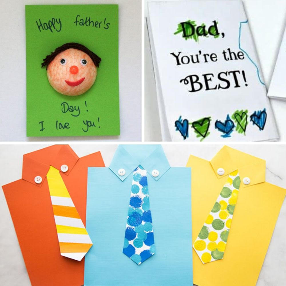 collage of 3 father's day crafts