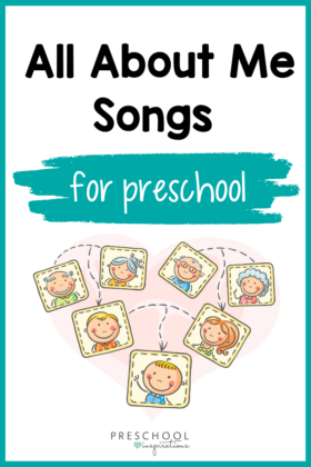 family tree collage clip art with the text all about me songs for preschool