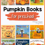 12 images of preschool pumpkin themed books with the text Pumpkin books for preschool