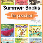 12 images of preschool summer themed books with the text Summer books for preschool