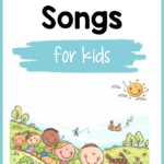 pinnable image of cartoon kids running over a hill and the text summer songs for kids